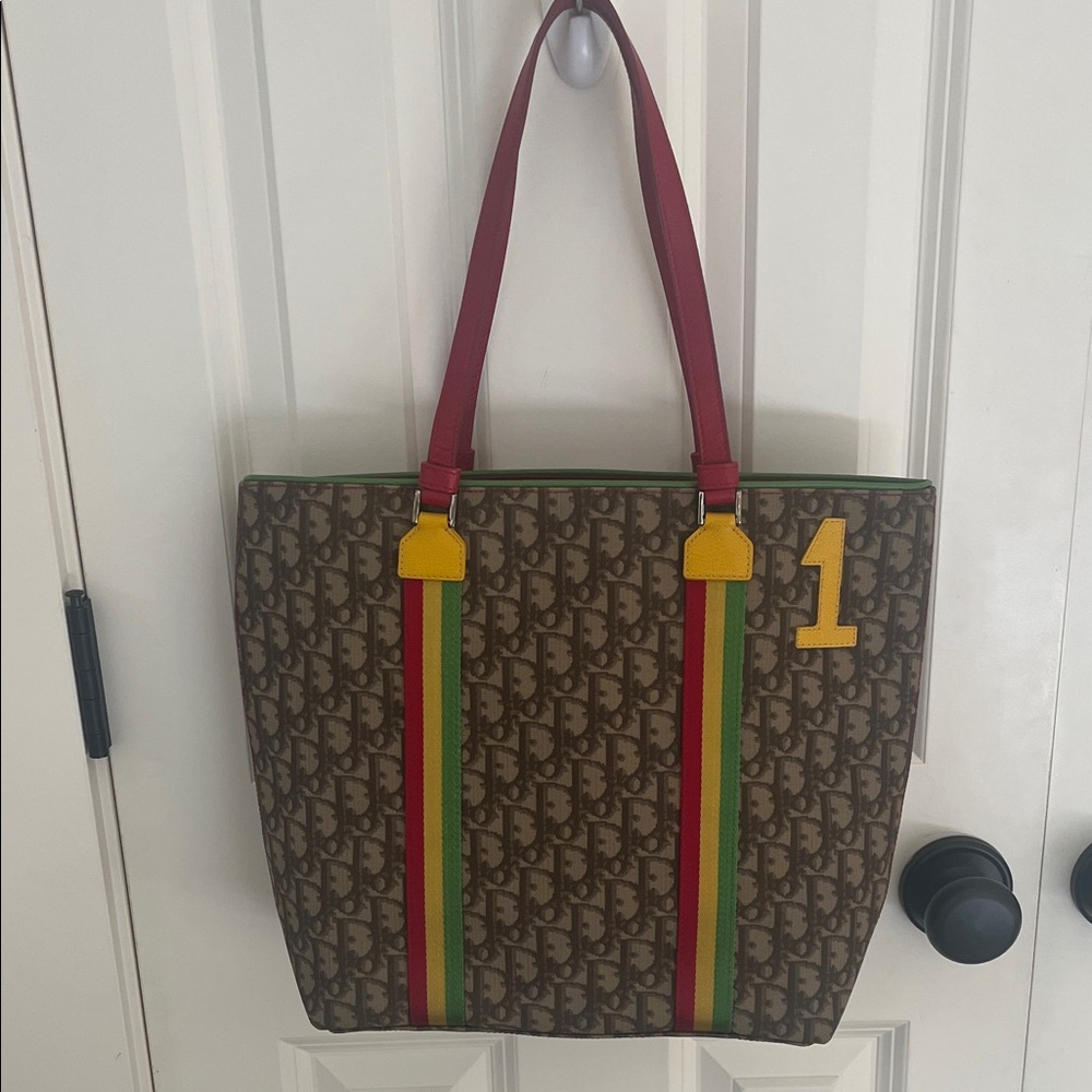 Vintage Christian Dior monogrammed striped number one handbag